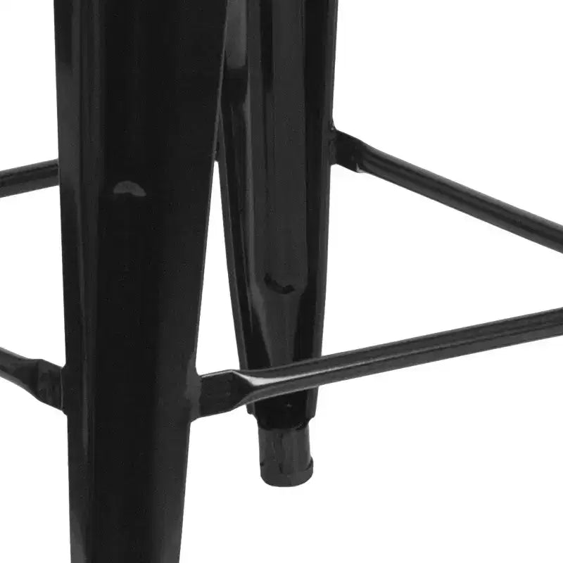 Sgabello da bar in metallo senza schienale da 30" con sedile quadrato in legno di noce, struttura nera, 1 posto