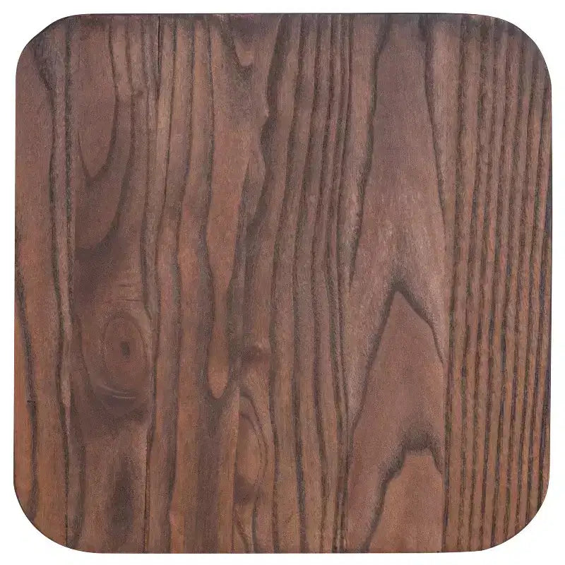 Sgabello da bar in metallo senza schienale da 30" con sedile quadrato in legno di noce, struttura nera, 1 posto