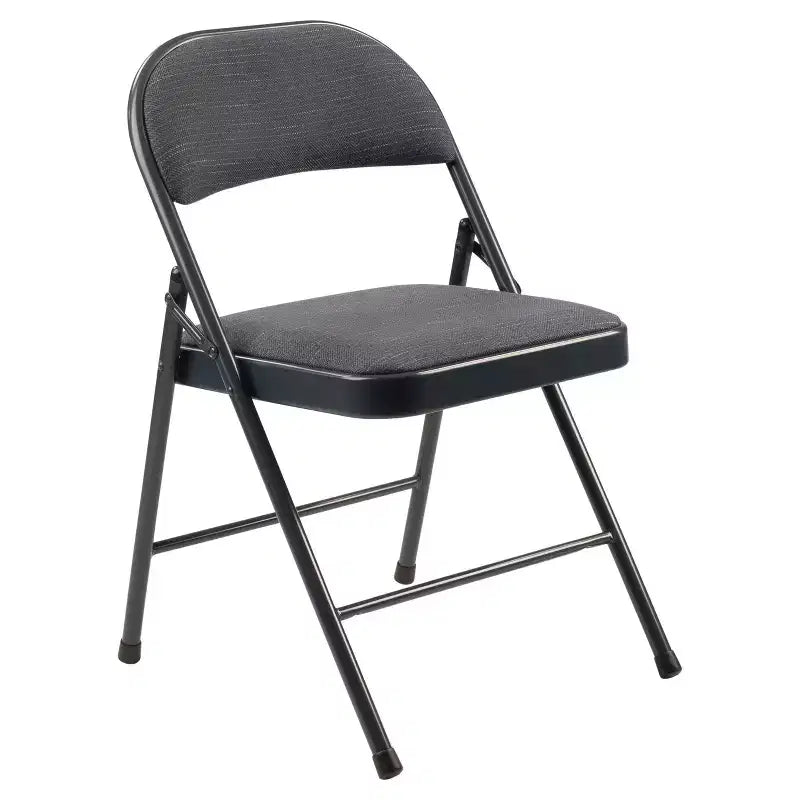 Sedia pieghevole imbottita in tessuto nero/blu/marrone, set da 4