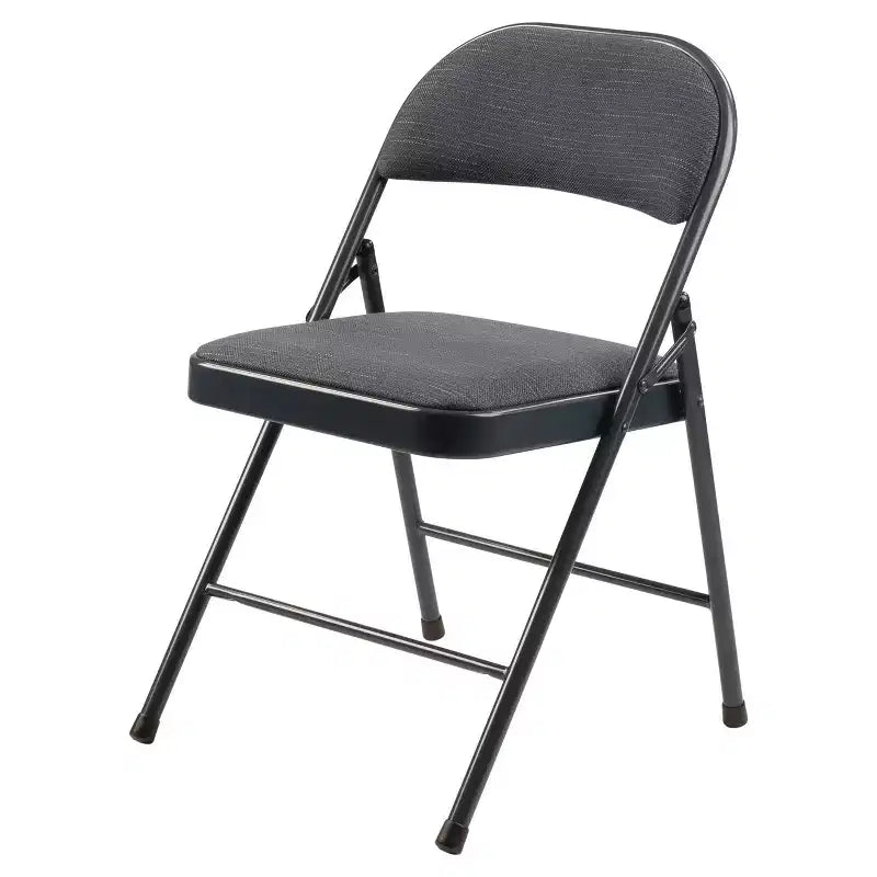 Sedia pieghevole imbottita in tessuto nero/blu/marrone, set da 4