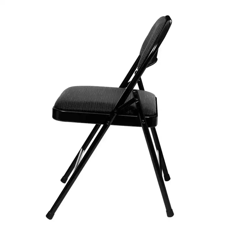 Sedia pieghevole imbottita in tessuto nero/blu/marrone, set da 4