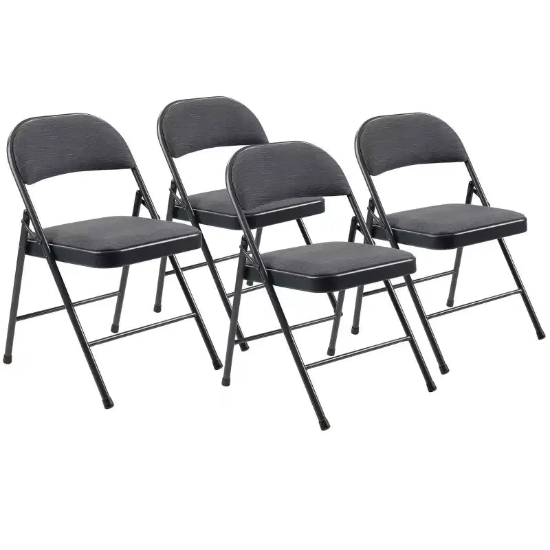 Sedia pieghevole imbottita in tessuto nero/blu/marrone, set da 4