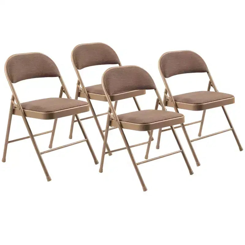 Sedia pieghevole imbottita in tessuto nero/blu/marrone, set da 4
