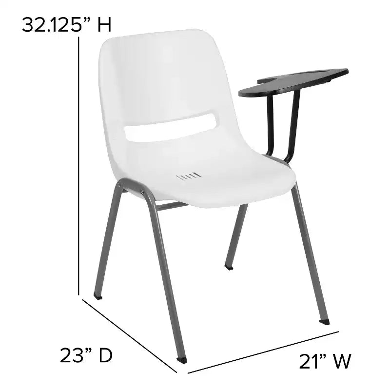 Sedia con Tablet a Scomparsa a Sinistra, Guscio, Nera, Singola