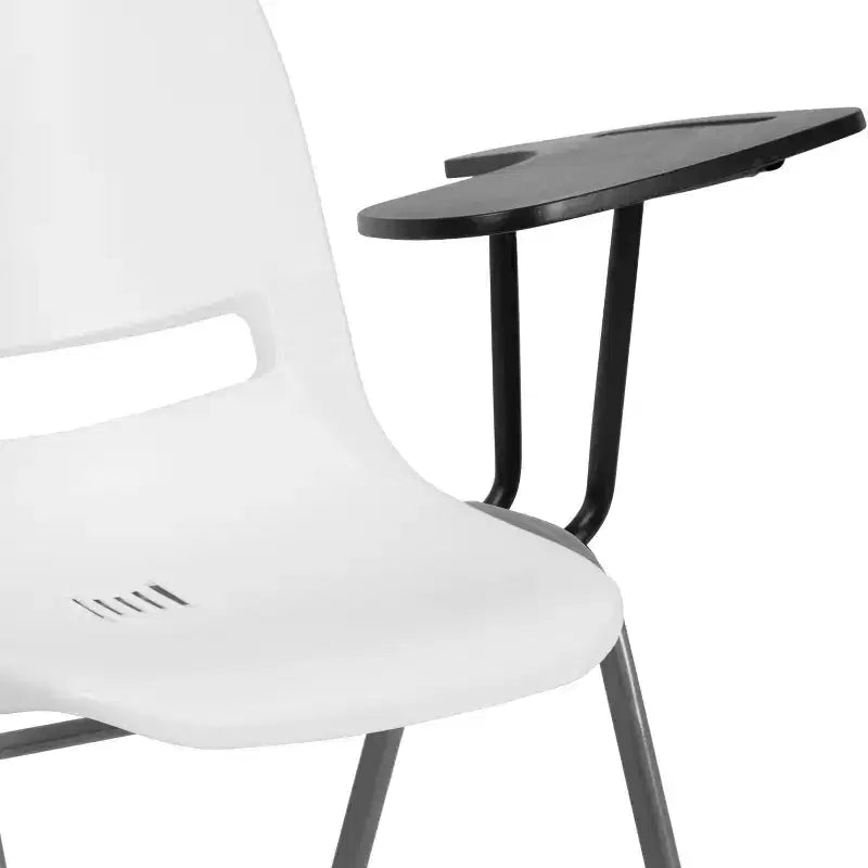 Sedia con Tablet a Scomparsa a Sinistra, Guscio, Nera, Singola