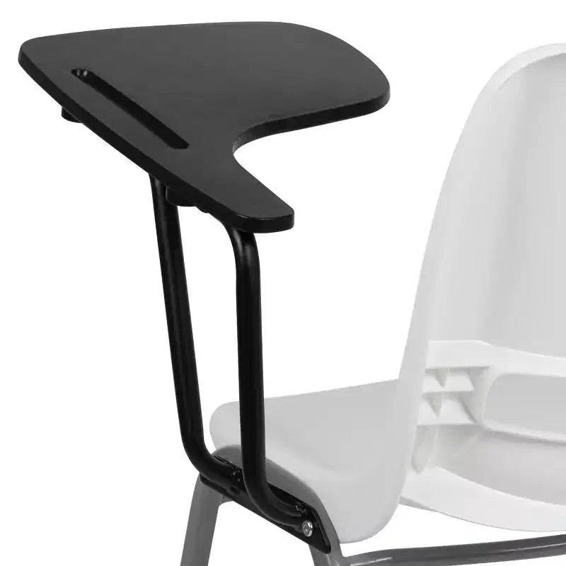 Sedia con Tablet a Scomparsa a Sinistra, Guscio, Nera, Singola