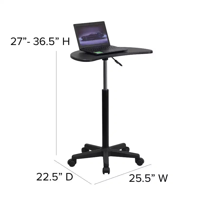 Scrivania mobile per laptop, nera/noce rustico, per 1 persona