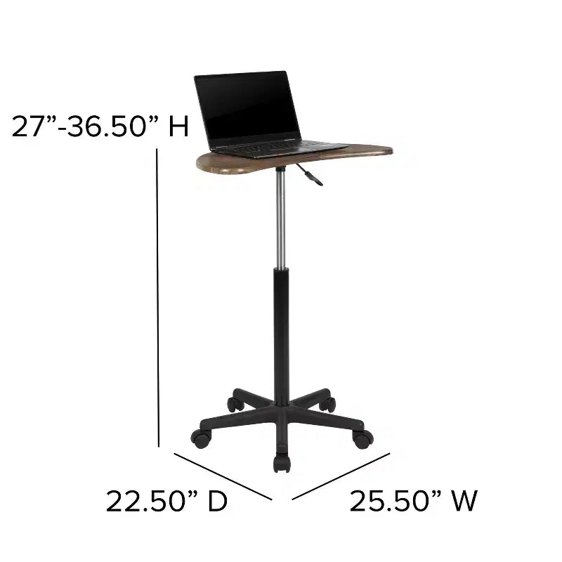 Scrivania mobile per laptop, nera/noce rustico, per 1 persona