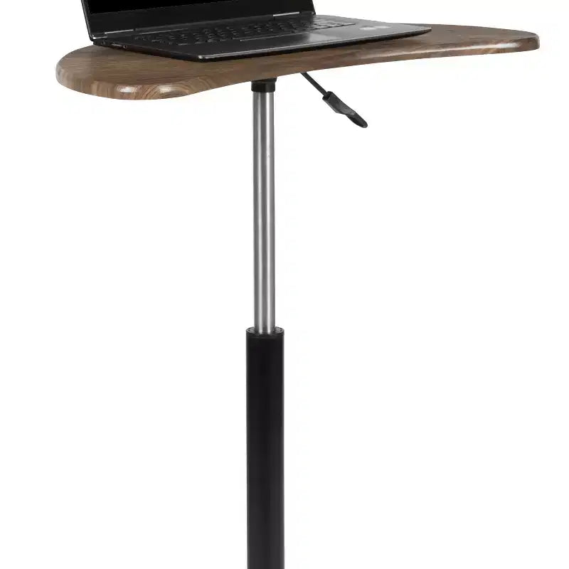 Scrivania mobile per laptop, nera/noce rustico, per 1 persona
