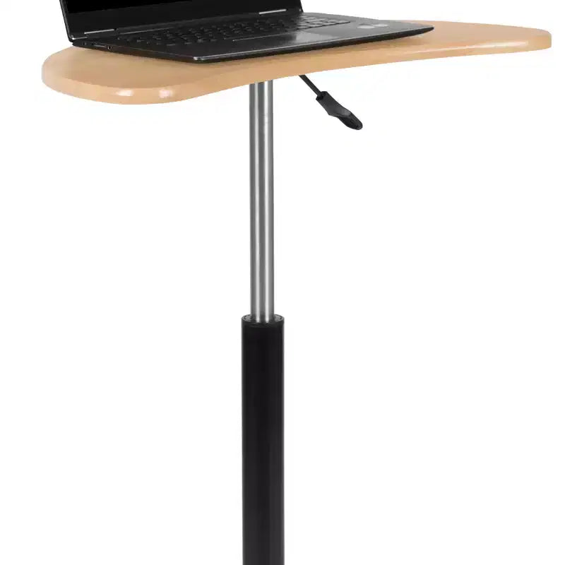 Scrivania mobile per laptop, nera/noce rustico, per 1 persona