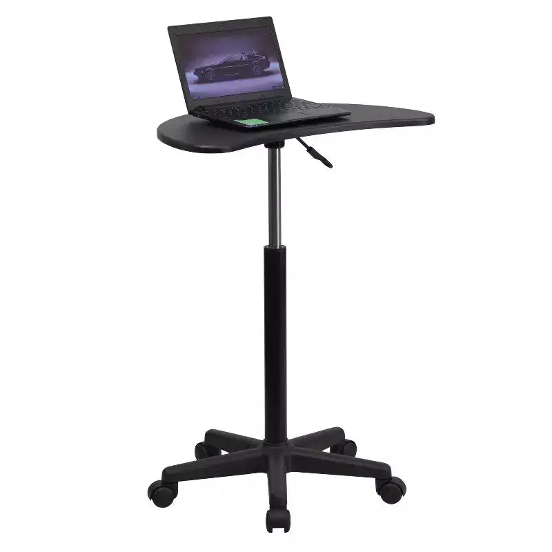 Scrivania mobile per laptop, nera/noce rustico, per 1 persona