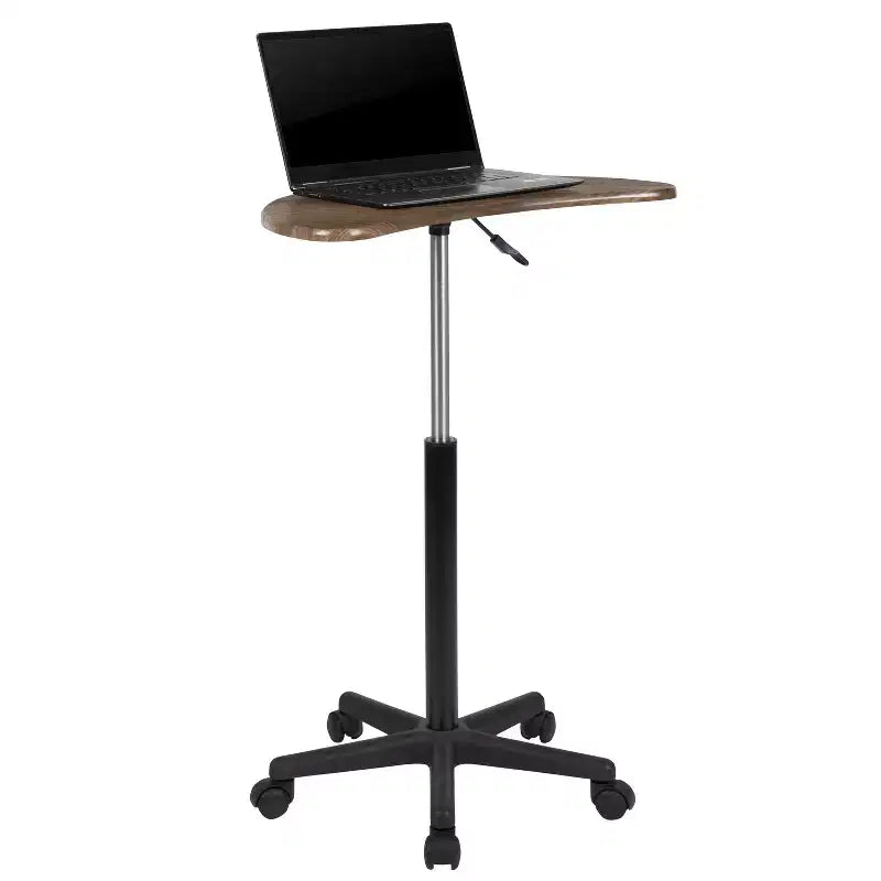 Scrivania mobile per laptop, nera/noce rustico, per 1 persona
