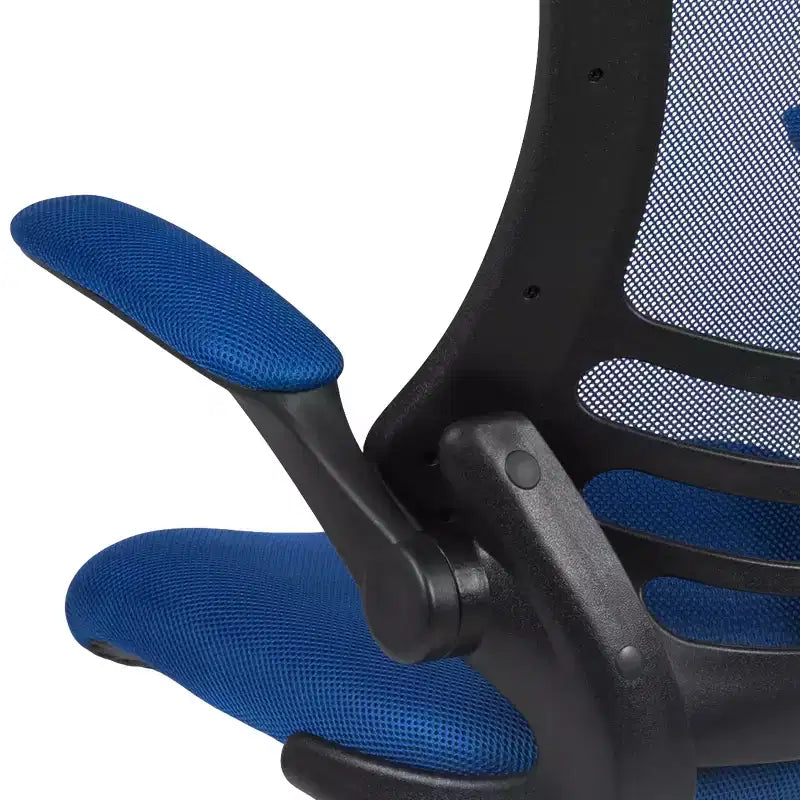 Sedia ergonomica da disegno con schienale medio in rete/Leathersoft, anello poggiapiedi e braccioli ribaltabili, Nero/Blu/Grigio/Rosso/Bianco, 1 posto