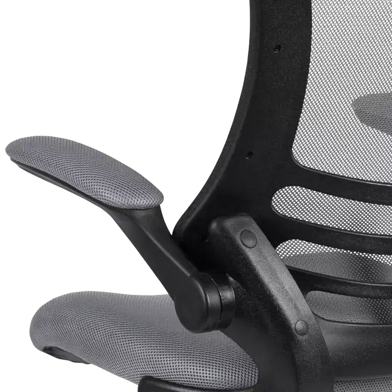 Sedia ergonomica da disegno con schienale medio in rete/Leathersoft, anello poggiapiedi e braccioli ribaltabili, Nero/Blu/Grigio/Rosso/Bianco, 1 posto