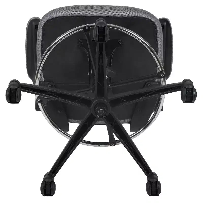 Sedia ergonomica da disegno con schienale medio in rete/Leathersoft, anello poggiapiedi e braccioli ribaltabili, Nero/Blu/Grigio/Rosso/Bianco, 1 posto