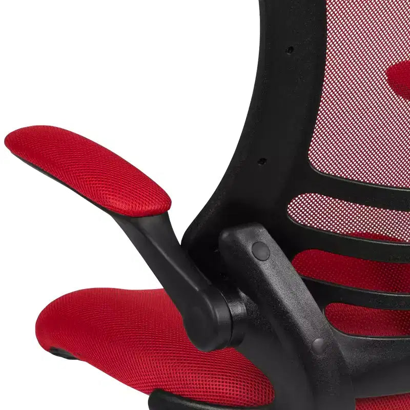 Sedia ergonomica da disegno con schienale medio in rete/Leathersoft, anello poggiapiedi e braccioli ribaltabili, Nero/Blu/Grigio/Rosso/Bianco, 1 posto