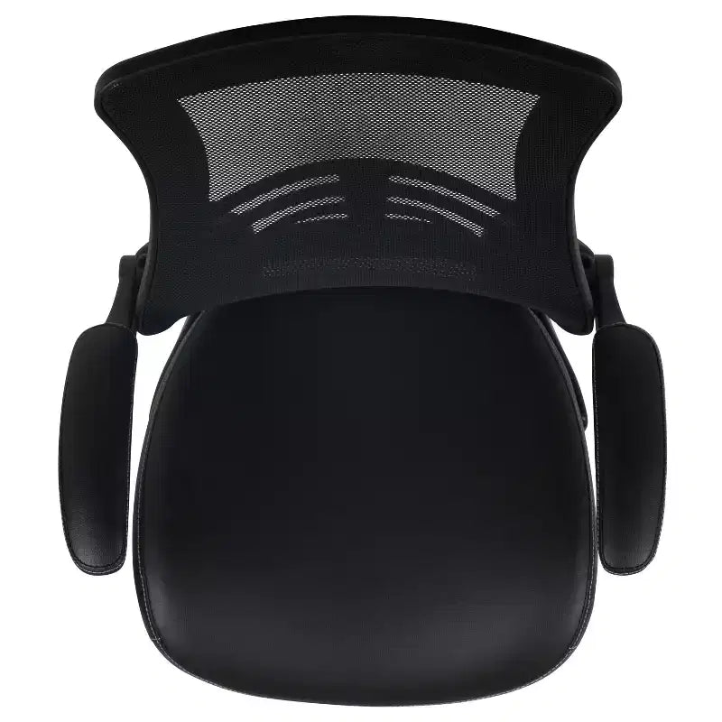 Sedia ergonomica da disegno con schienale medio in rete/Leathersoft, anello poggiapiedi e braccioli ribaltabili, Nero/Blu/Grigio/Rosso/Bianco, 1 posto