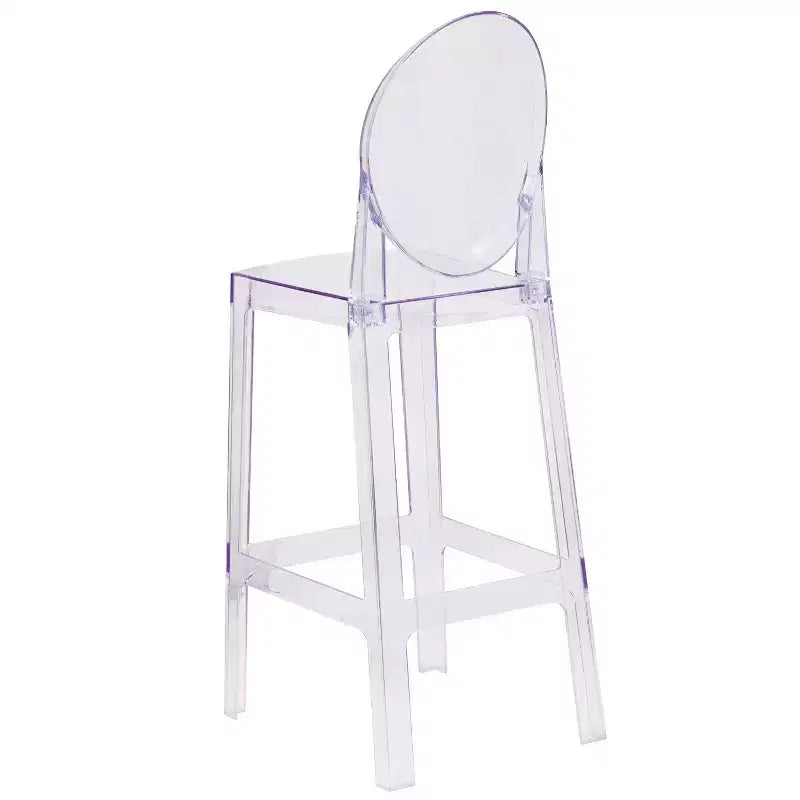Sgabello Ghost con schienale ovale, Cristallo Trasparente, 1 posto