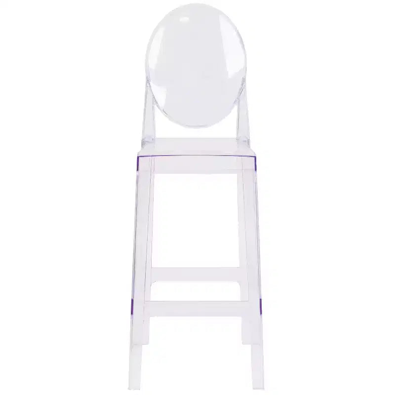 Sgabello Ghost con schienale ovale, Cristallo Trasparente, 1 posto