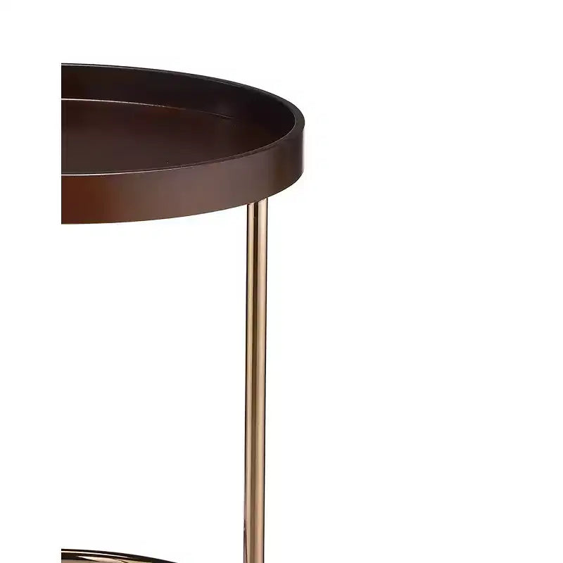 Tavolino d'appoggio rotondo con bordo rialzato, stile Mid-Century, Espresso/Bianco, 1 pezzo