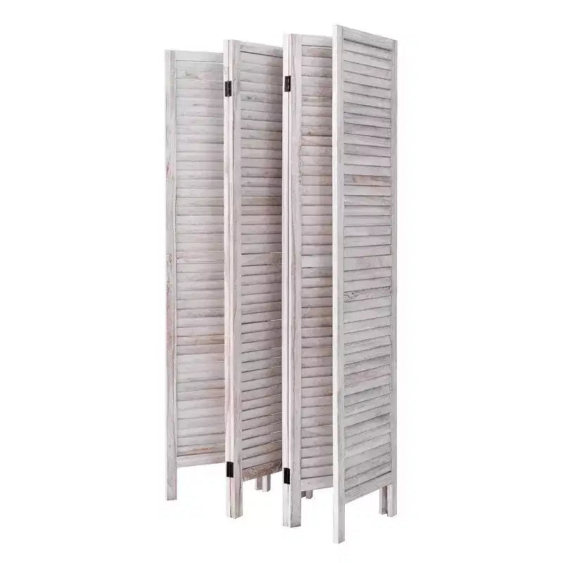 Divisorio in legno a 6 pannelli a persiana da 67'' – Marrone / Bianco