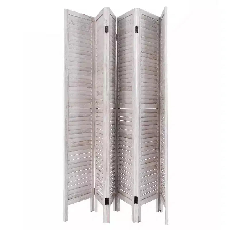 Divisorio in legno a 6 pannelli a persiana da 67'' – Marrone / Bianco