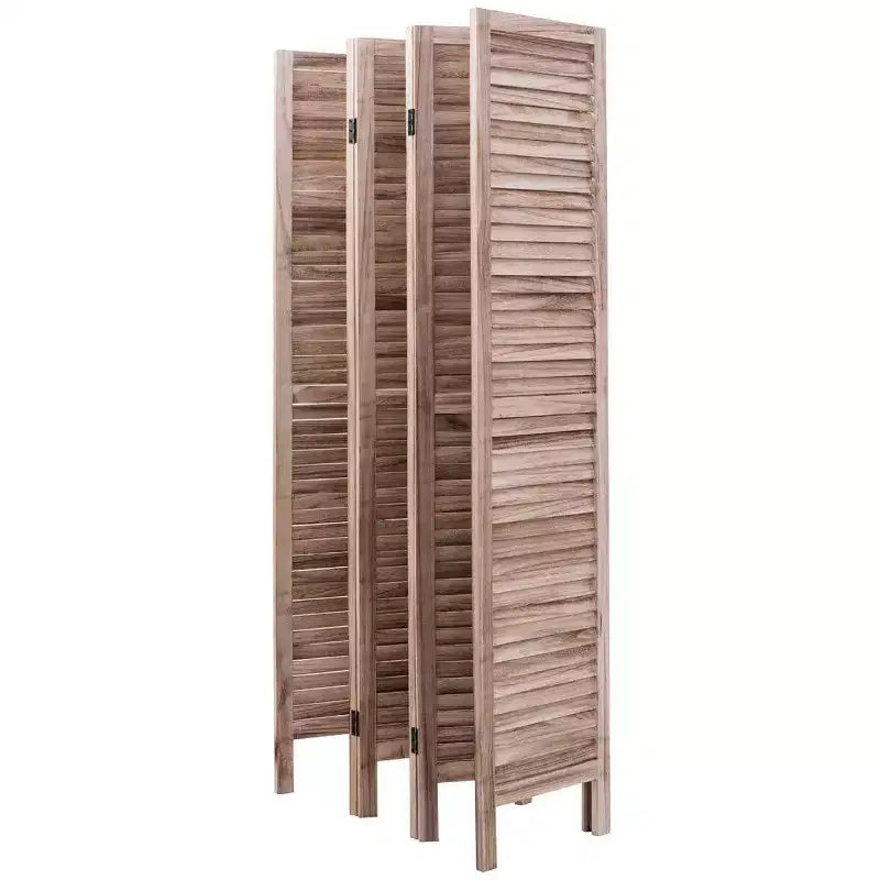 Divisorio in legno a 6 pannelli a persiana da 67'' – Marrone / Bianco