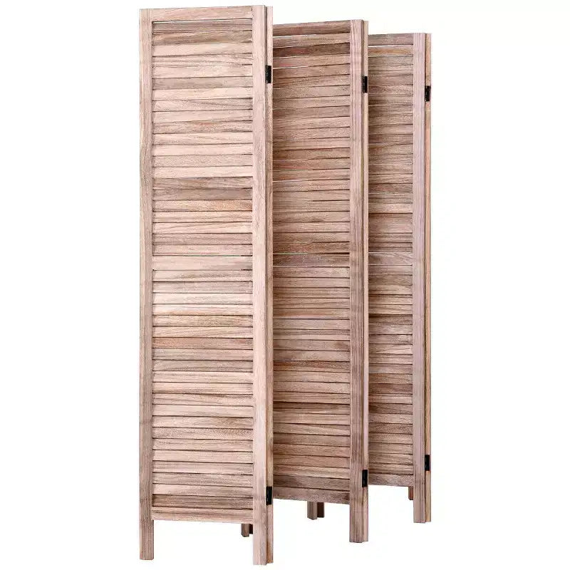 Divisorio in legno a 6 pannelli a persiana da 67'' – Marrone / Bianco