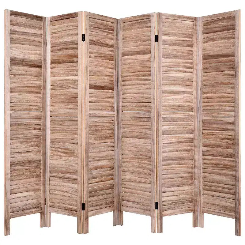 Divisorio in legno a 6 pannelli a persiana da 67'' – Marrone / Bianco