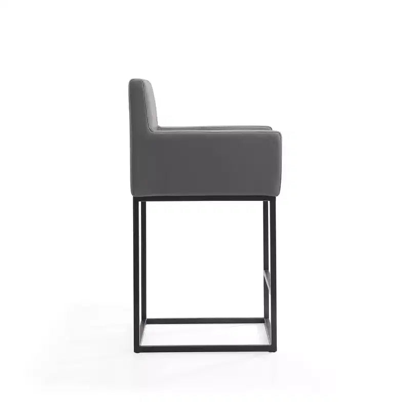 Sgabello da bar altezza bancone in metallo crema/grigio, schienale quadrato, 1 posto a sedere