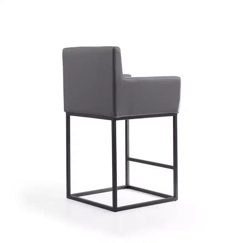 Sgabello da bar altezza bancone in metallo crema/grigio, schienale quadrato, 1 posto a sedere