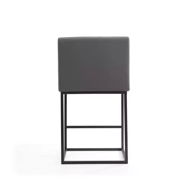 Sgabello da bar altezza bancone in metallo crema/grigio, schienale quadrato, 1 posto a sedere