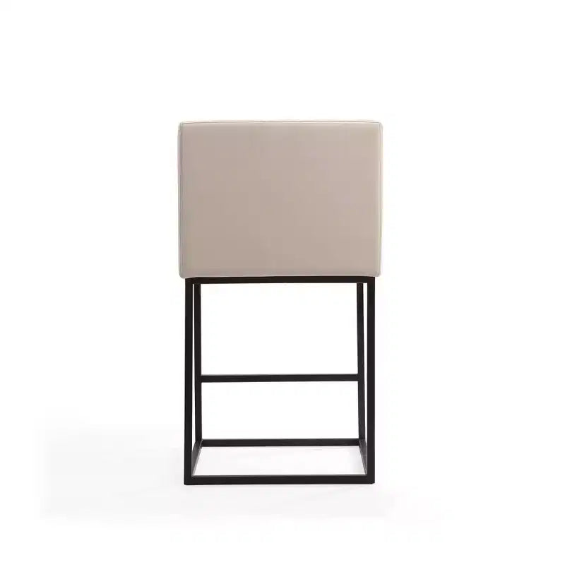 Sgabello da bar altezza bancone in metallo crema/grigio, schienale quadrato, 1 posto a sedere