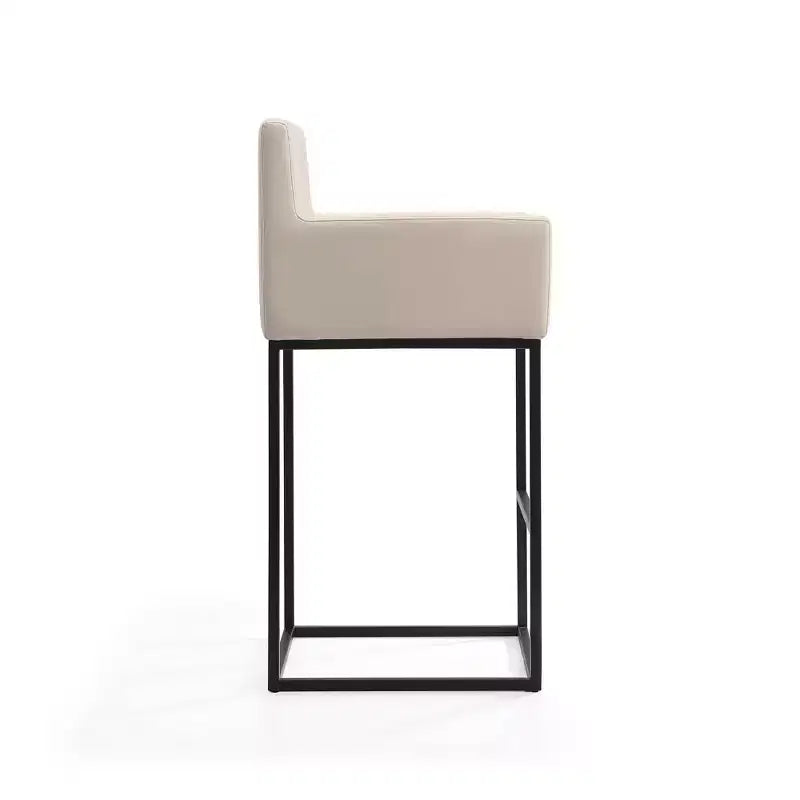 Sgabello da bar altezza bancone in metallo crema/grigio, schienale quadrato, 1 posto a sedere